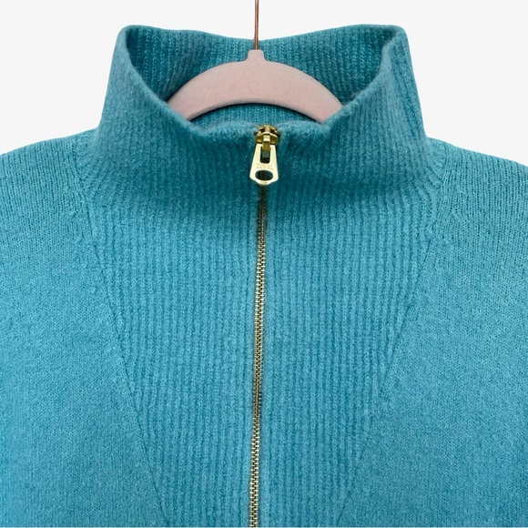 J. Crew Half-Zip Sweater Sea Blue Medium NWT - Picture 5 of 16